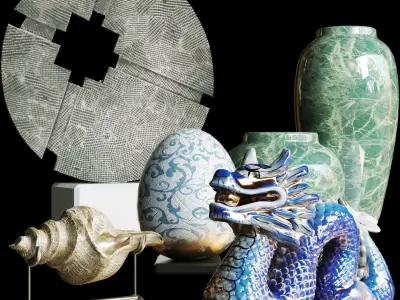 Porcelain set The Dragon 3D model