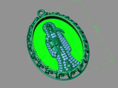  santa muerte holy death small size pendant 3D STL 3DM skull 3D print model