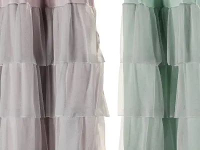 Volens green - pink Ruffle Shower Curtain 001 Low-poly 3D model