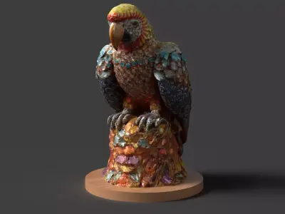 Chinese parrot  Low-poly 3D model