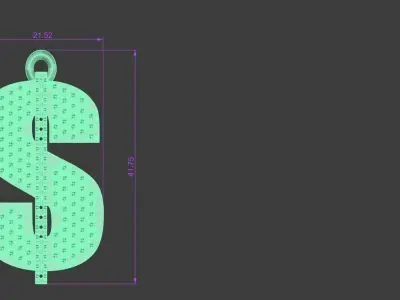 Dollar Sign Gold Diamond Pendant Silver Platinum Luxury Jewelry 3D print model