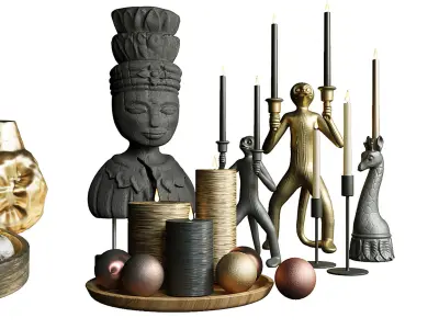 Large set with a decor for a cafe or home 3D model