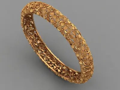 Indian gold bangle jewellery for woman 3D print model
