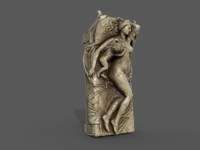 Juno with the Infant Hercules sculpture Low-poly 3D model