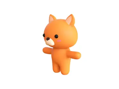 Character007 Chubby Fox  Low-poly 3D model