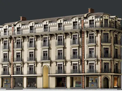 3 Piece Parisian Haussmann Apartment Building 3D model