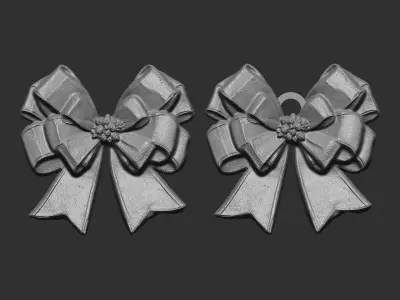 christmas ribbon bow decor 10 3D print model