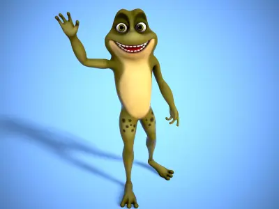 cartoon frog character Low-poly 3D model