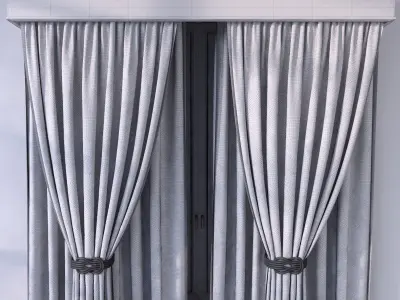 Curtain pair of curtains on wall 3D model