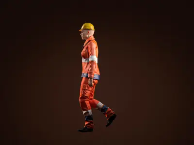 High Quality Female Worker Low-poly 3D model