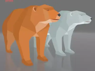 LOW POLY BEAR RIGGED AND ANIMATED GAME CHARACTER Low-poly 3D model