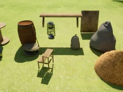 Barn  of wood Low-poly 3D model