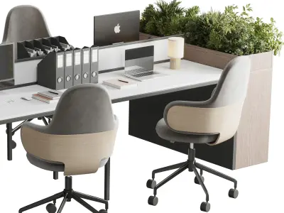 Workplace offfice set office furniture Employee desk 21 Low-poly 3D model