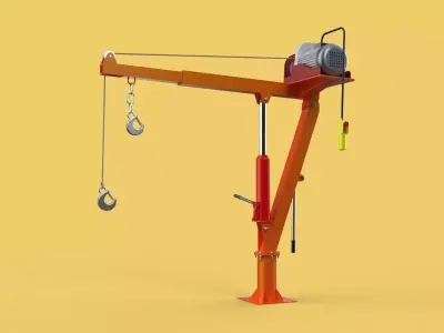 ELECTRIC REMOTE WINCH HOIST SWIVEL LIFTING CRANE HOOK JIB TRUCK 3D model