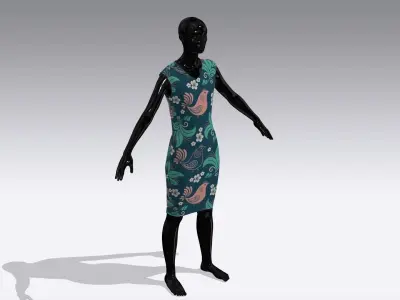 Female Cloth Dress Low-poly 3D model