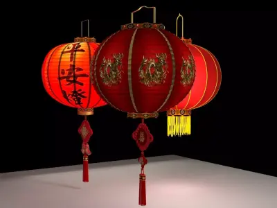 Chinese red lantern  3D model 13