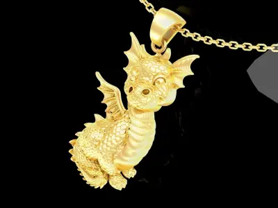 Baby Dragon pendant jewelry Gold 3D print model 3D print model