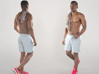 Handsome young man in beach shorts walking 339 Low-poly 3D model