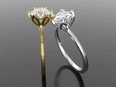 personalized solitaire ring in 10 sizes 3D print model