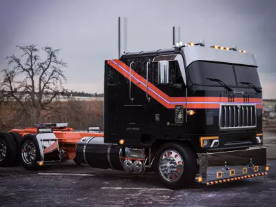 International 9600 Cabover Truck Custom JD Edition 3D model