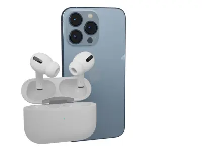 iphone 13 and AirPods Pr 3D model