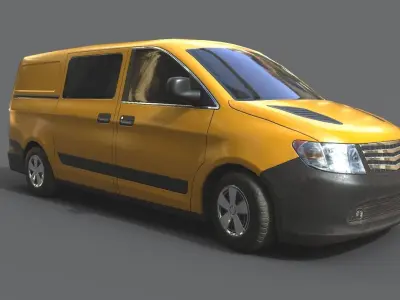 Generic Minivan Yellow Low-poly 3D model