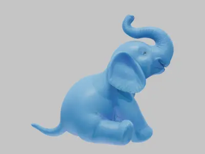 Plastic Blue baby elephant Low-poly 3D model