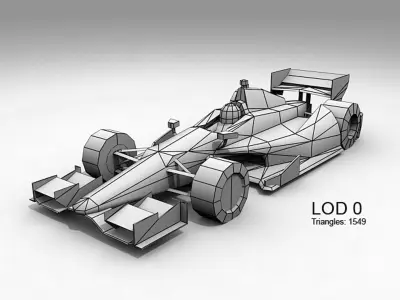 Game Ready Indycar 3D Model Low-poly 3D model