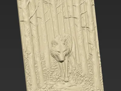 Wolf in Forest A56 3D print model