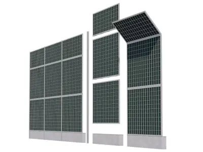 Road car Acoustic noise absorbing fence barrier 3D model