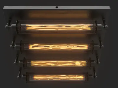 Industrial Steampunk Ceiling Loft Lamps Pack 3D model