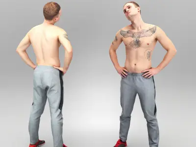 Young sporty man doing workout 404 Low-poly 3D model