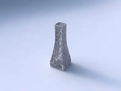 Vase squeezed rectangle with organic lattice and twisted thic... 3D print model
