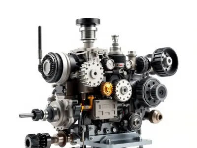 Industrial Engine Gear Model Pack Low-poly 3D model