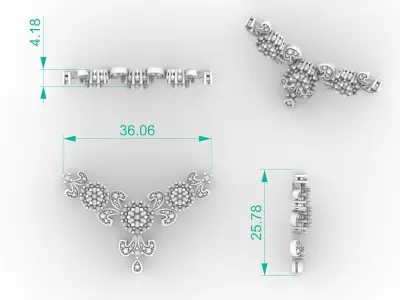 Luxury Baroque Style Diamond Cluster Pendant 3D print model