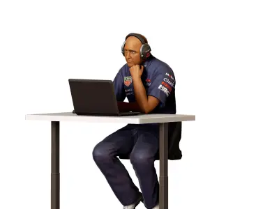 N3 Race team engineer with chair and desk 3D print model