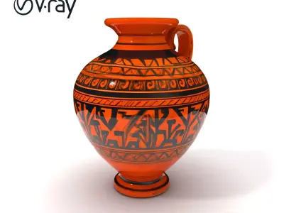 Ancient Greek Vase Model Pack with Ornate Patterns Low-poly 3D model