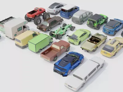 Ultimate Low Poly 3D Car Pack  20 Vehicles for Games Animations Low-poly 3D model
