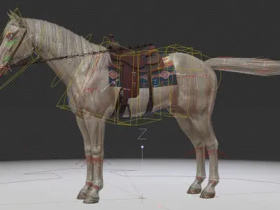 Horse Herd - Low poly animated game-ready Horse and  control rig Low-poly 3D model