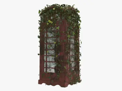 Rusty Telephone Box  with Ivy decoration Low-poly 3D model