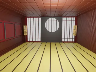Kung-Fu Hall Low-poly 3D model