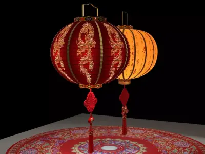 Chinese red lantern  3D model 9