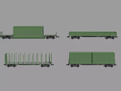 Platform car logging car semi platform car transporter car Free low-poly 3D model