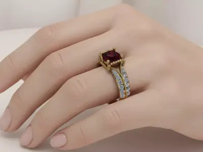 The Regal Crimson Heirloom Ring jewelry 3D model - for Her 3D print model