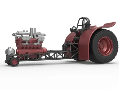 Pulling tractor with turbo engine V12 Version 2 Scale 1 to 25 3D print model