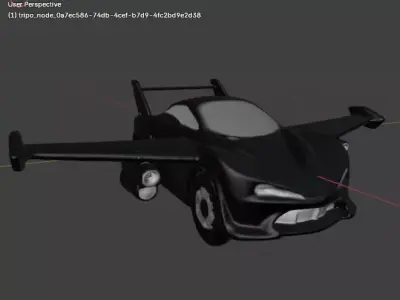 fly car black color modern look Low-poly 3D model