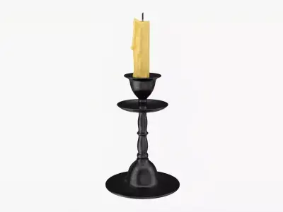 Old candlestick with candle 3D model purchase