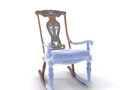 Elegant Oak Rocking Chair model pack Low-poly 3D model