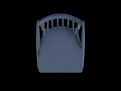 Blue Paint Wooden Chair Low-poly 3D model