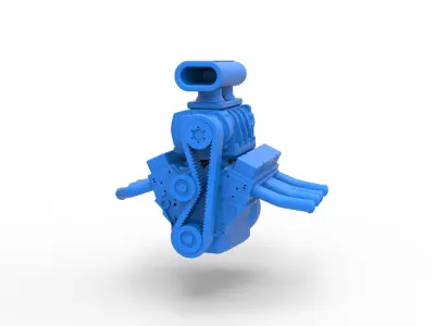 Engine V8 for vintage dragster Version 5 Scale 1 to 25 3D print model